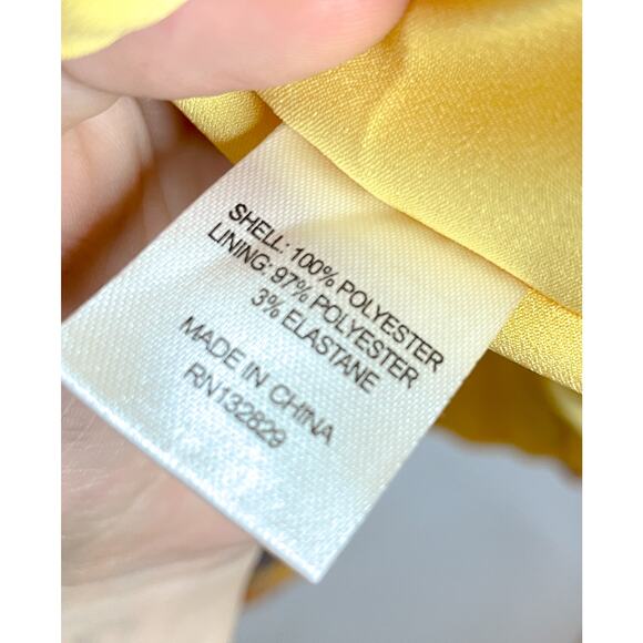 TULAROSA Camden Metallic Yellow Floral Ruffle Long Sleeve Dress SMALL - Picture 11 of 13